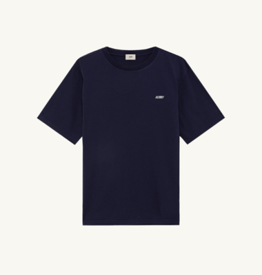 CAMISETA DE ALGODÓN CON LOGO BORDADO AZUL